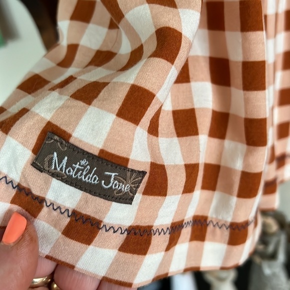 MATILDA JANE Rust/Cream Color Feeling Collegiate Babydoll Top, Size Small, GUC. - Picture 10 of 12